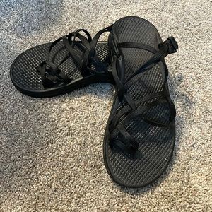 Black open back Chaco sandals
